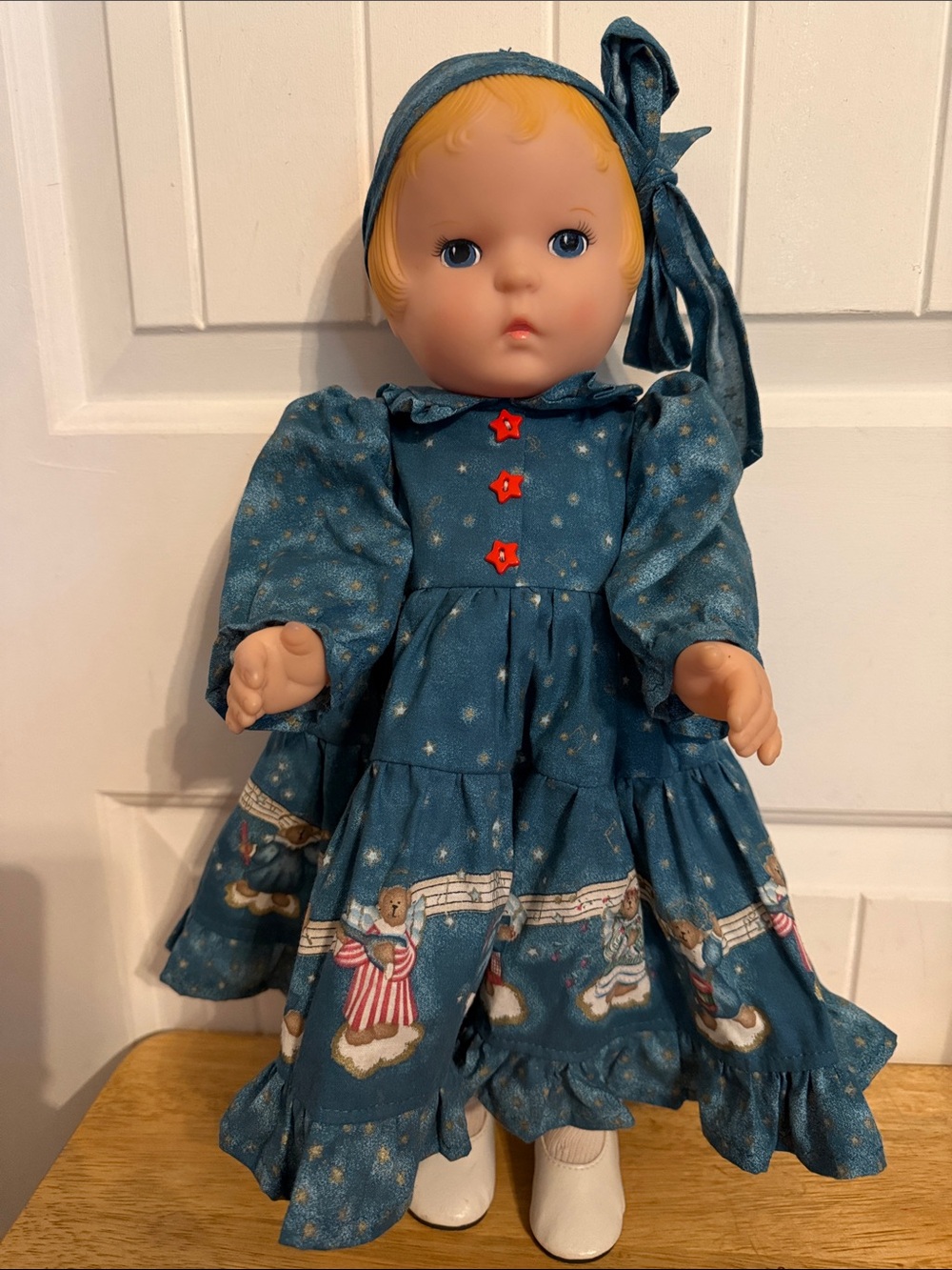 Blue Star-Print Plush Doll in Matching Headscarf
